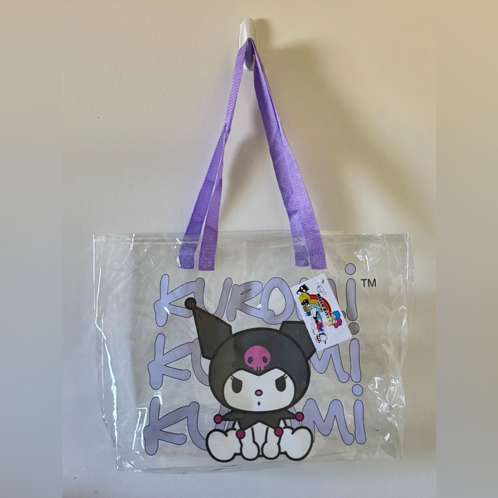 Kuromi Sanrio Hello Kitty Clear Tote Shopping Bag w/ Purple Handles — BNWT